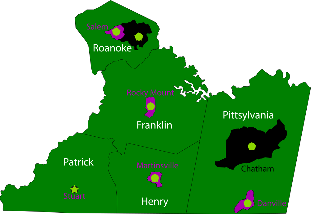 Map of service areas